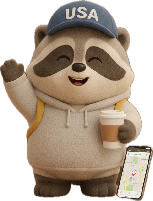 站長 Racco 拿著咖啡揮手