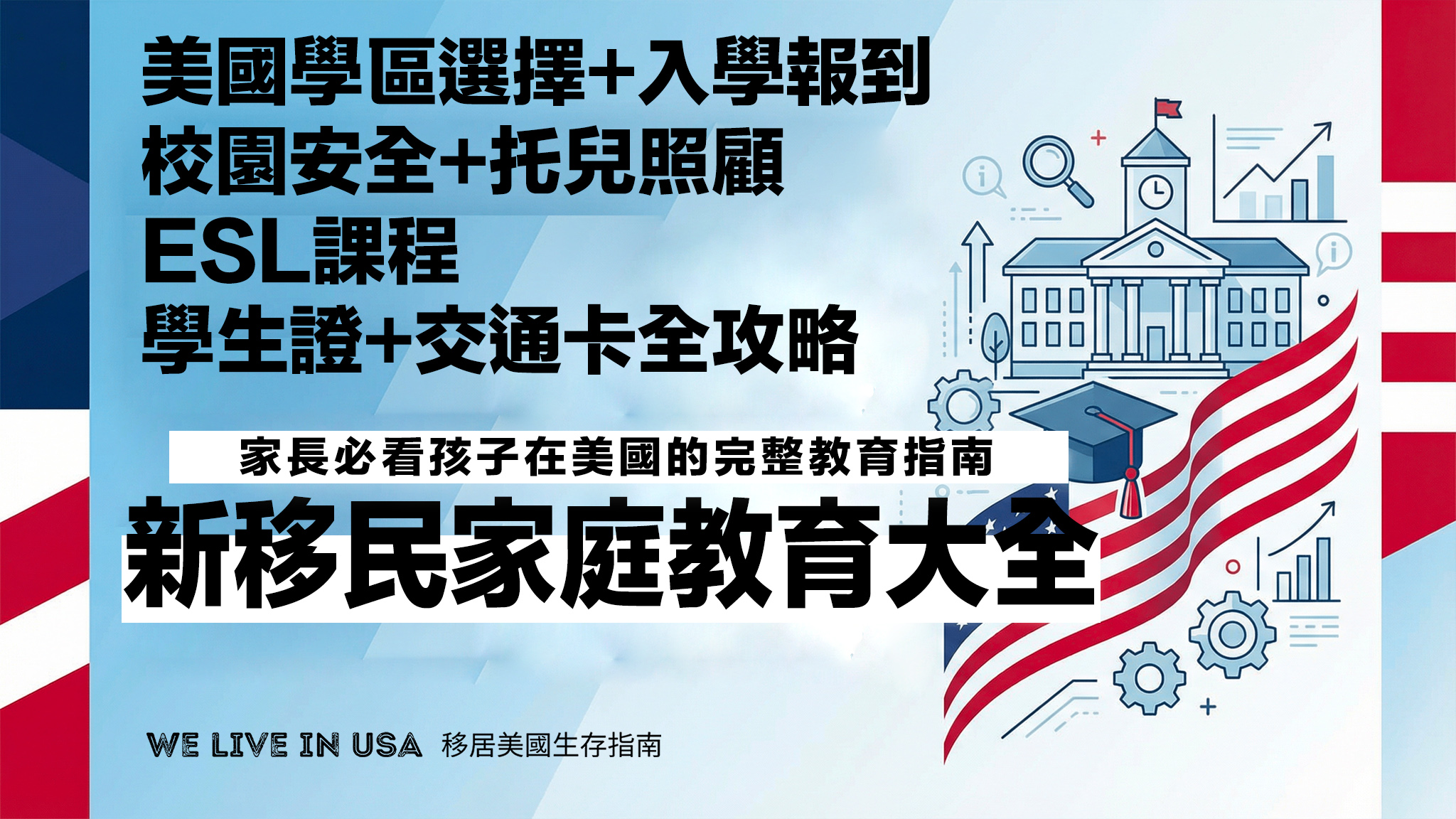 【新移民家庭教育大全 】美國學區選擇×入學報到×ESL課程×校園安全×托兒照顧×學生證×交通卡全攻略｜家長必看孩子在美國的完整教育指南